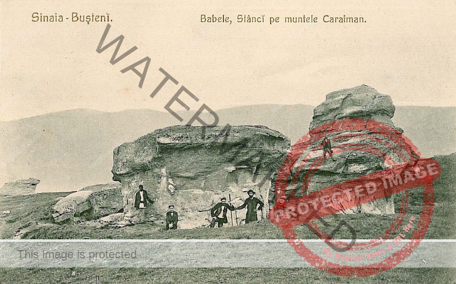 Carte poștală ”Sinaia-Buşteni. Babele, Stânci pe muntele Caraiman” (Ed. Ad. Maier & D. Stern, Bucureşti) r