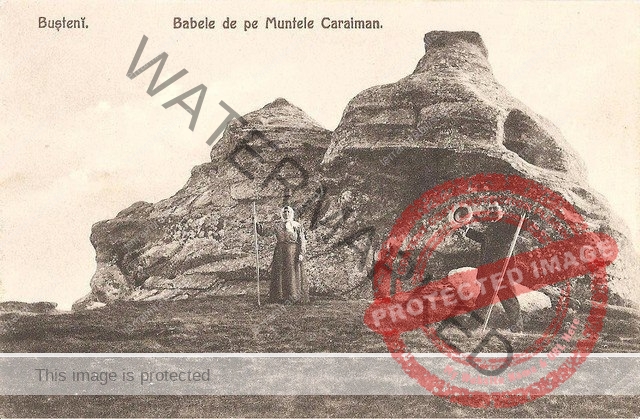 Babele de pe muntele Caraiman Bușteni. Ilustrată poștală de epocă.